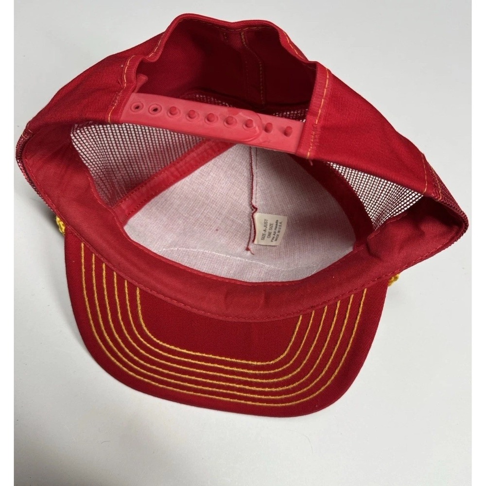 Vtg Pierce Firetrucks Ballcap Snapback Trucker Mesh Red/Yellow - Picture 4 of 5